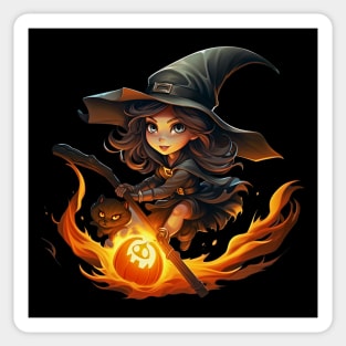 Halloween Witch On Broomstick Sticker
